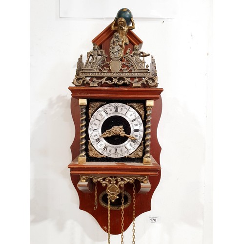 170 - A modern bracket clock, length 52cm. No shipping. Arrange collection or your own packer and shipper,... 