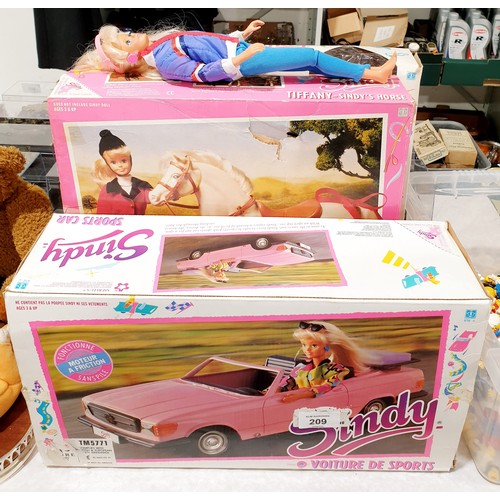 209 - Boxed Sindy toys including a bike, a horse and a sports car. UK shipping £14.