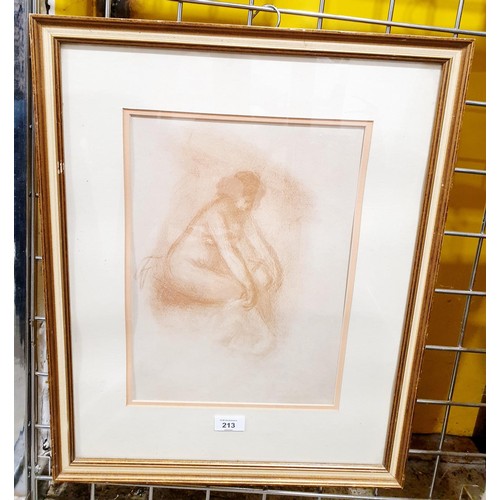 213 - A print of a nude, 35cx25cm. No shipping. Arrange collection or your own packer and shipper, please.... 