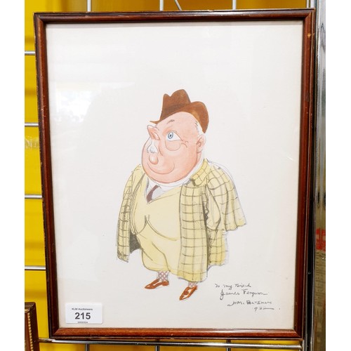 215 - Henry Mayo Bateman: a watercolor caricature dedicated, signed and dated 1932, 30.5x24cm. No shipping... 