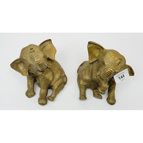 144 - Two brass model elephants, height 14cm. No shipping. Arrange collection or your own packer and shipp... 