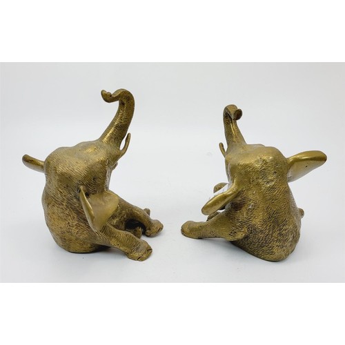 144 - Two brass model elephants, height 14cm. No shipping. Arrange collection or your own packer and shipp... 