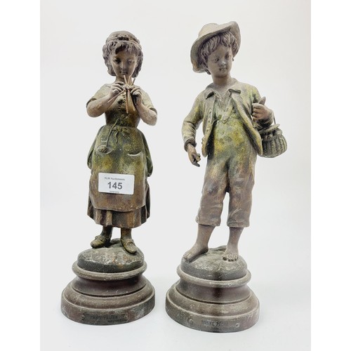 145 - A pair of French spelter figures 