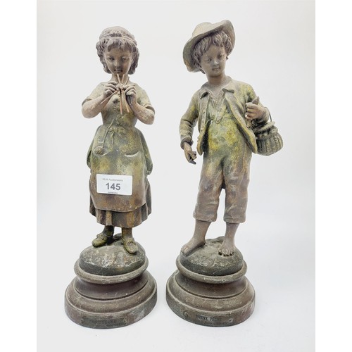 145 - A pair of French spelter figures 