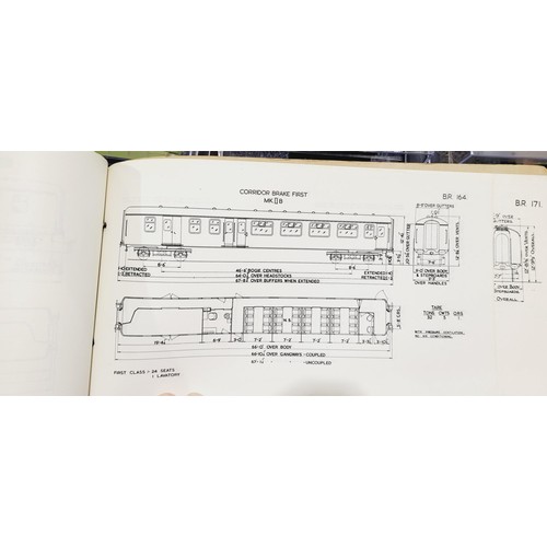 179 - A box containing model railway controllers, ephemera and a vintage British Railways diagrams of coac... 