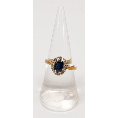 5 - A Starlight hallmarked 18ct rose gold sapphire and diamond cluster ring, gross weight 4.7g, size O/P... 