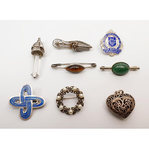 15 - A selection of silver and white metal jewellery including a silver ladies wrist watch, gross weight ... 