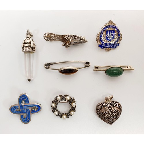 15 - A selection of silver and white metal jewellery including a silver ladies wrist watch, gross weight ... 