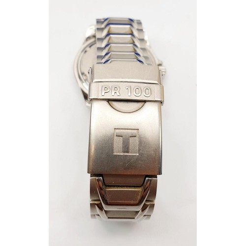 31 - A boxed Tissot PR100 gentleman's stainless steel quartz wrist watch with a spare strap. UK shipping ... 