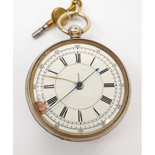 33 - A continental 800 silver cased pocket watch, A/F on a silver plated chain with coins. UK shipping £1... 