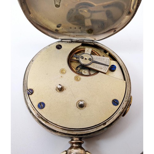 33 - A continental 800 silver cased pocket watch, A/F on a silver plated chain with coins. UK shipping £1... 