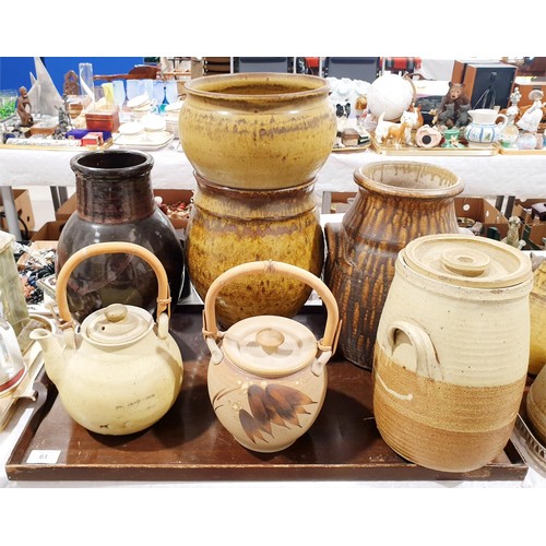 61 - A selection of Studio Pottery, the tallest 32.5cm. No shipping. Arrange collection or your own packe... 