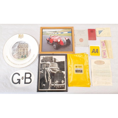 68 - Motoring ephemera and memorabilia together with a cast iron door stop and a planter. No shipping. Ar... 