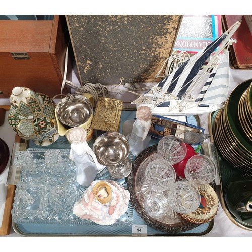 94 - A tray of assorted including a Royal Doulton figure 