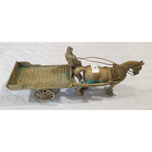 99 - A brass horse and cart, length 42.5cm. UK shipping £14.