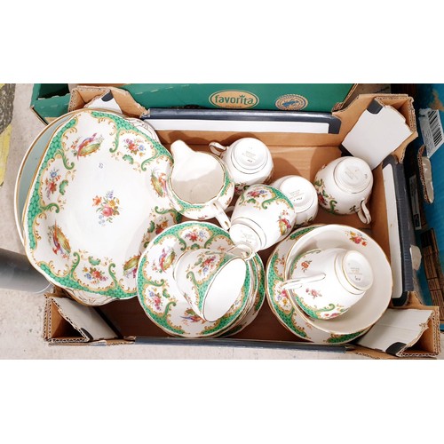 101 - Two boxes of glass, china and assorted including Grosvenor China 