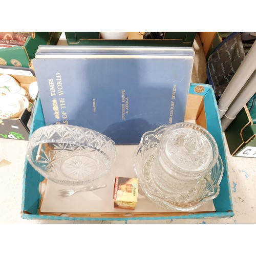 101 - Two boxes of glass, china and assorted including Grosvenor China 