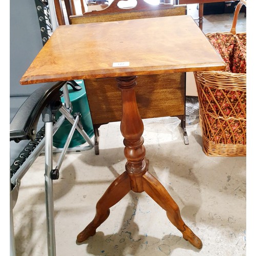 127 - An antique tripod table, the feet carved as shoes with replacement top, A/F, height 75cm. No shippin... 