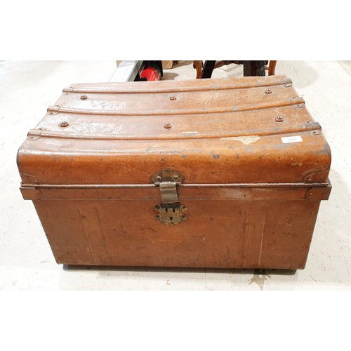 132 - A tin trunk, A/F, width 64cm. No shipping. Arrange collection or your own packer and shipper, please... 