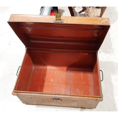 132 - A tin trunk, A/F, width 64cm. No shipping. Arrange collection or your own packer and shipper, please... 