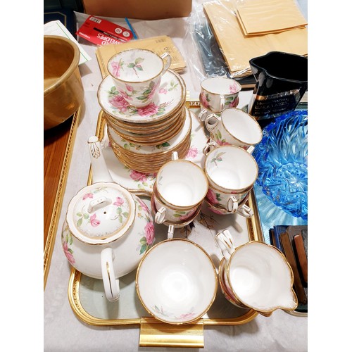 141 - Two trays of china, glass and assorted including Royal Stafford 