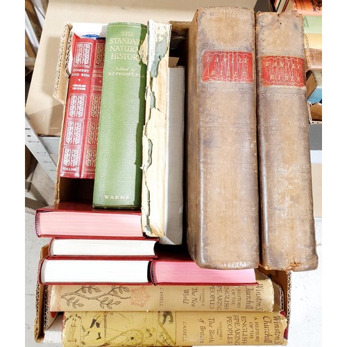 151 - A box of books including an 1804 and 1805 family Bible and Winston Churchill's A History of the Engl... 