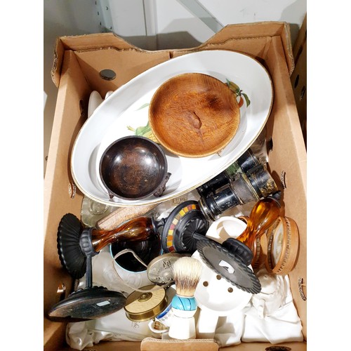 161 - A box of bric-a-brac including an Royal Worcester Evesham pattern dish. No shipping. Arrange collect... 