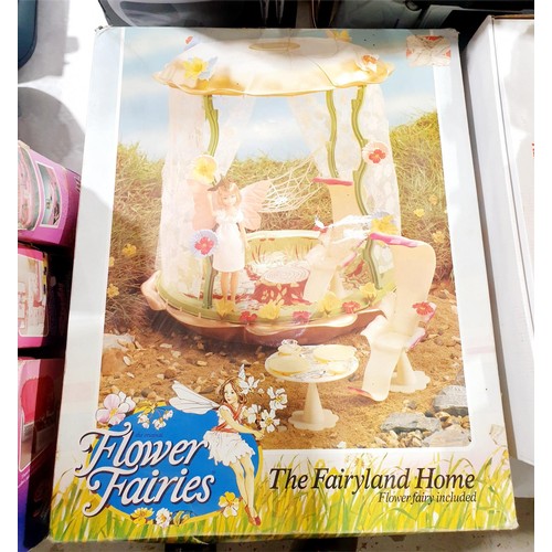 191 - Four Flower Faries playsets: Secret Garden, The Fairyland Home, Bedchamber and Coach. No shipping. A... 