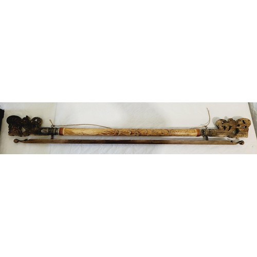 249 - An antique wooden Indian garment hanger, width 107cm. No shipping. Arrange collection or your own pa... 