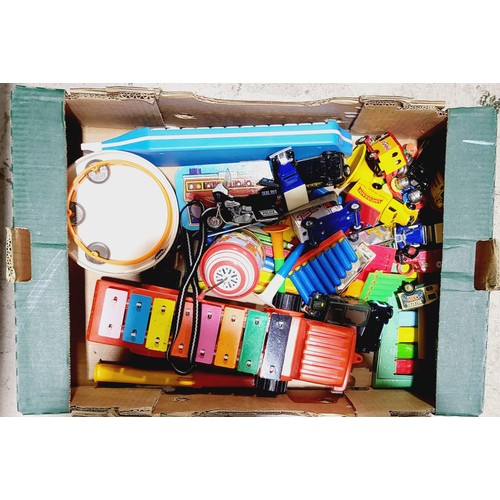 212 - A box of toys. No shipping.  Arrange collection or your own packer and shipper, please. Electricals ... 