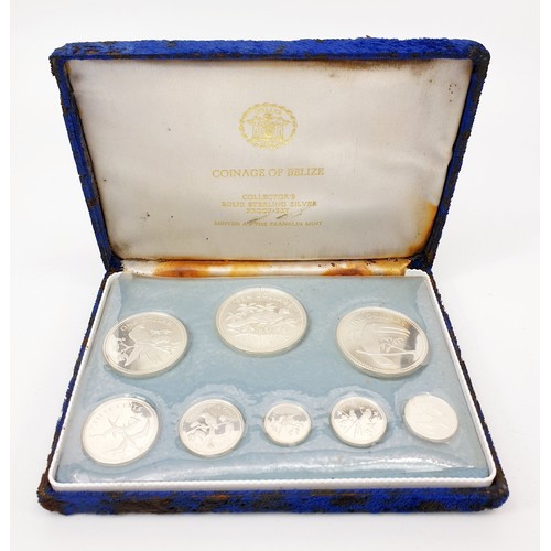 63 - A Franklin Mint Coinage of Belize sterling silver proof coin set. UK shipping £14.