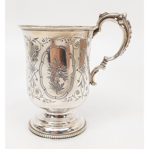 44 - A Victorian hallmarked silver tankard, height 9.5cm with a later inscription, London 1878 together w... 