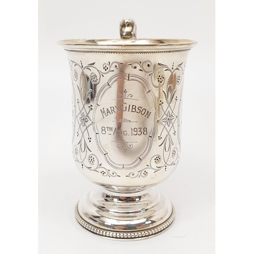 44 - A Victorian hallmarked silver tankard, height 9.5cm with a later inscription, London 1878 together w... 