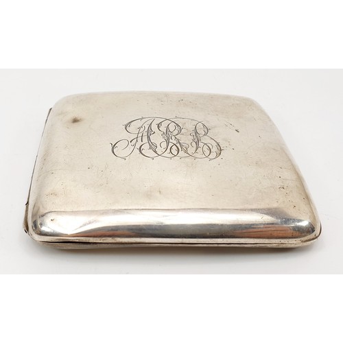 46 - A hallmarked silver cigarette case, A/F, width 9.5cm, weight 105g, Sheffield 1919. UK shipping £14.