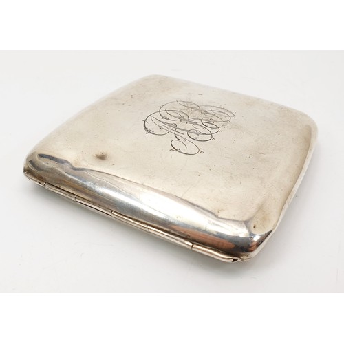 46 - A hallmarked silver cigarette case, A/F, width 9.5cm, weight 105g, Sheffield 1919. UK shipping £14.