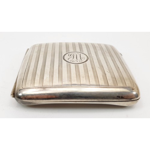 47 - A hallmarked silver cigarette case, width 9.5cm, weight 104g, Birmingham 1918. UK shipping £14.