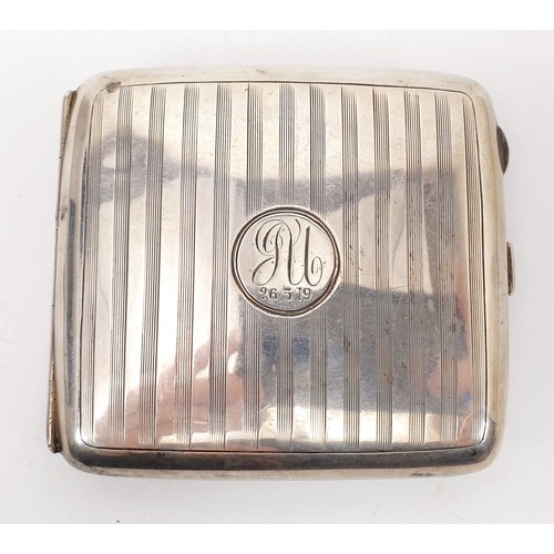 47 - A hallmarked silver cigarette case, width 9.5cm, weight 104g, Birmingham 1918. UK shipping £14.