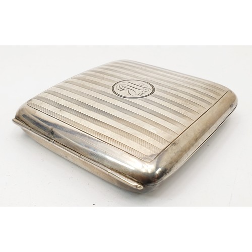 47 - A hallmarked silver cigarette case, width 9.5cm, weight 104g, Birmingham 1918. UK shipping £14.