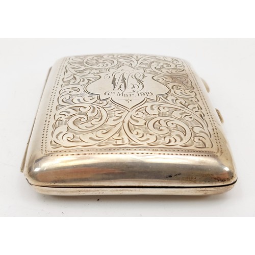 48 - A hallmarked silver cigarette case, length 8.5cm, weight 86g, Birmingham 1918. UK shipping £14.