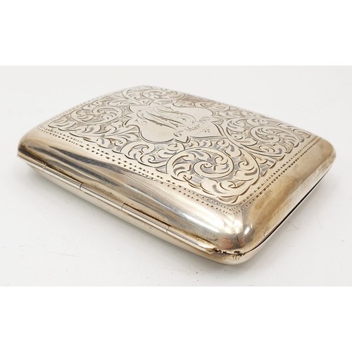 48 - A hallmarked silver cigarette case, length 8.5cm, weight 86g, Birmingham 1918. UK shipping £14.