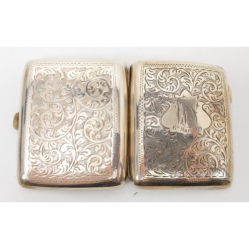 48 - A hallmarked silver cigarette case, length 8.5cm, weight 86g, Birmingham 1918. UK shipping £14.