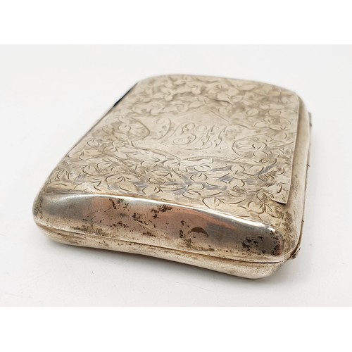 50 - A hallmarked silver cigarette case, A/F, length 8.5cm together with a large hallmarked silver vesta ... 