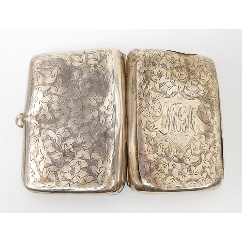 50 - A hallmarked silver cigarette case, A/F, length 8.5cm together with a large hallmarked silver vesta ... 