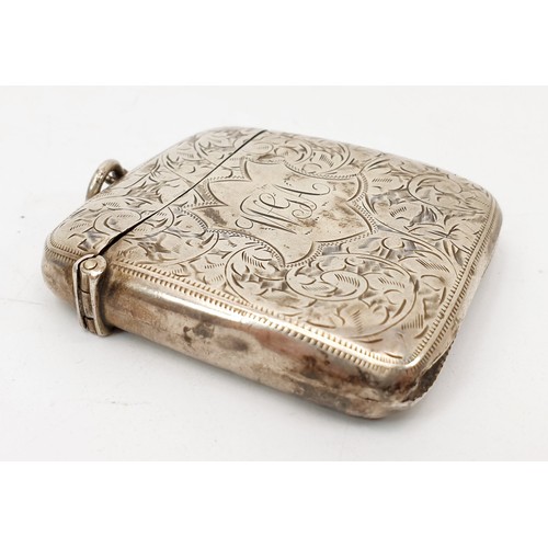 50 - A hallmarked silver cigarette case, A/F, length 8.5cm together with a large hallmarked silver vesta ... 