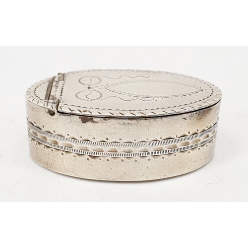 51 - A Georgian hallmarked silver patch box, length 33mm, maker Samuel Pemberton, weight 9g, Birmingham 1... 