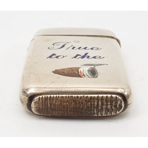 53 - A Victorian hallmarked silver and enamel vesta case, length 5cm, weight 29g, London 1887. UK shippin... 