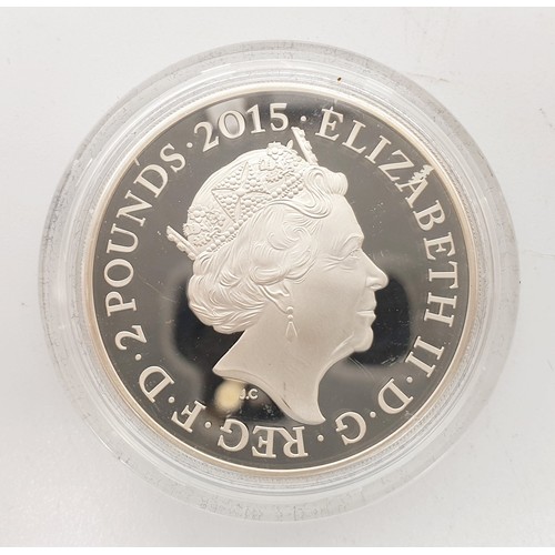 67 - A silver proof 2015 £2 coin commemorating the bicentanary of The Battle of Waterloo. UK shipping £14... 