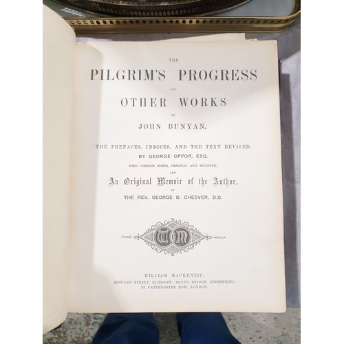 95 - An antique leather bound copy of Bunyan's Works, A/F together with The Anglo-Saxon Review September ... 