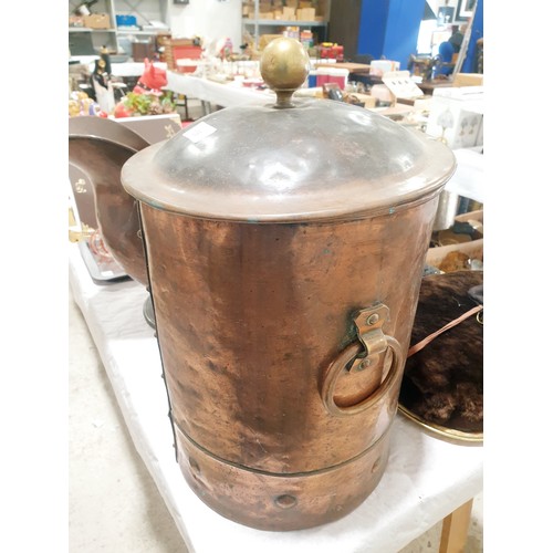 109 - A copper coal bin, height 48cm. No shipping. Arrange your own packer and shipper please. Electricals... 