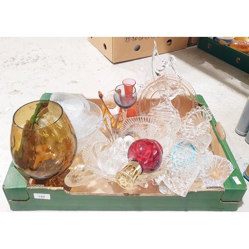 140 - A box of glassware. No shipping. Arrange your own packer and shipper please. Electricals are sold as... 